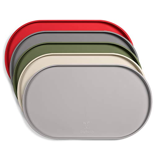 DogBuddy Dog Food Mat - Waterproof Dog Bowl Mat, Silicone Pet Mat for Food and Water Bowls, Nonslip Pet Feeding Mat with Edges, Dogs Food Mats for Floors, Puppy Supplies (Small, Dove) - color: Dove, size: 19x11 Inch (Pack of 1)