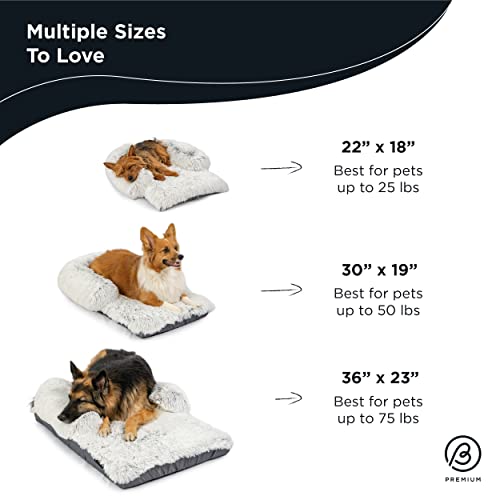 Best Friends by Sheri Nap Mat Dog Bed with Bolster - Washable Crate Pad, Removable Cover, Frost, Large, 36x21 - size: Large