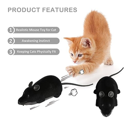 Auto Moving Mouse Cat Toy, Interactive Cat Toys Wireless Electronic Fake Mouse Rat Pet Toy Running Wheel Plush Rat Chasing Prank Toy for Cats Dogs Kids Novelty Gift By Greatstar (Black, No Controller) - color: Black, No Controller