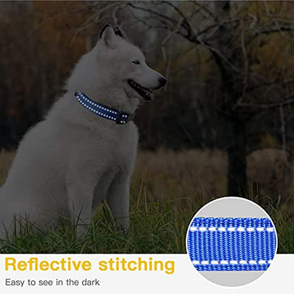 HEELE Dog Collar, Reflective Dog Collar, Soft Neoprene Padded Breathable Nylon Pet Collar Adjustable for Small Dogs Puppy, Royal Blue, XS(7.87-11.81") - color: Royal Blue, size: X-Small (7.87-11.81")