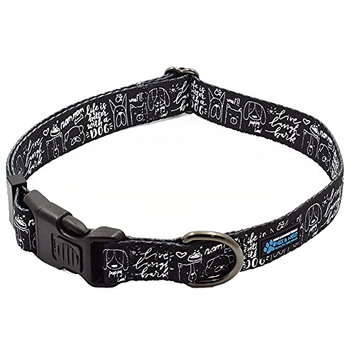 Max and Neo Patterned NEO Dog Collar - We Donate a Collar to a Dog Rescue for Every Collar Sold (Small, Life is Better with Dogs) - color: Life is Better with Dogs, size: Small
