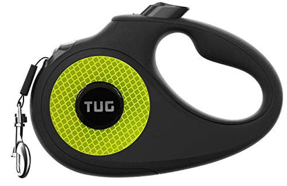 TUG 360° Tangle-Free Reflective Retractable Dog Leash | 16 ft Strong Nylon Tape (Medium) - color: Black/Reflective, size: Medium, 16 ft