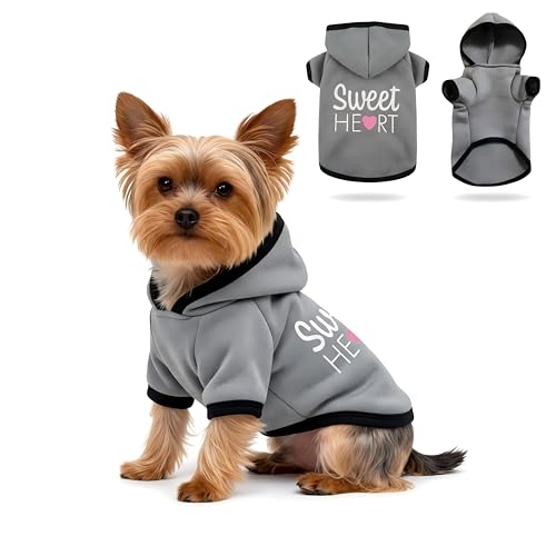 Cozy Dog Hoodies & Sweater for Small Dogs & Puppies - Boy & Girl Outfit, Snug Fit Winter Hoodie, Ultra-Soft & Gentle for Easy Care, 100% Polyester, Gray, X-Small - color: gray, size: X-Small
