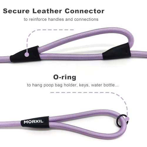 Rope Dog Leash with Two Handles, 6 Foot Heavy Duty Dog Leash with Aviation Aluminum Auto Locking Carabiner, Strong Nylon Pet Lead for Small, Medium, Large Dogs (Purple, 6FT-Two Handle) - color: Purple, size: 6 Foot Two Handle
