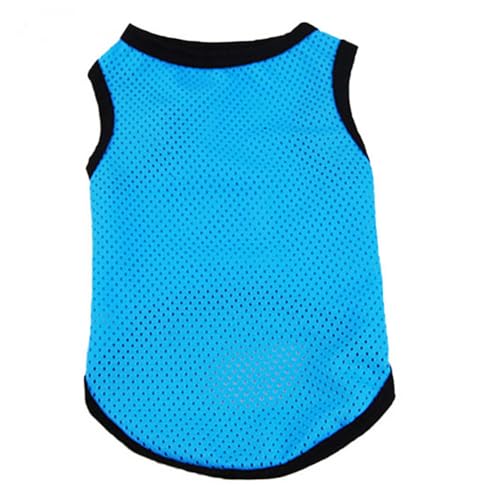 ERINGOGO Pet Summer Vest for Dogs and Puppies Mesh Sleeveless Shirt Blue M Plain Puppy Clothes Breathable Pet Shirt for Warm Weather