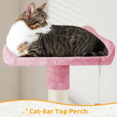 Yaheetech Cat Tree Tower for Indoor Kitten, Multi-Level Cat Towers Condo with Scratching Posts & Tunnel, Pet Furniture - color: Pink