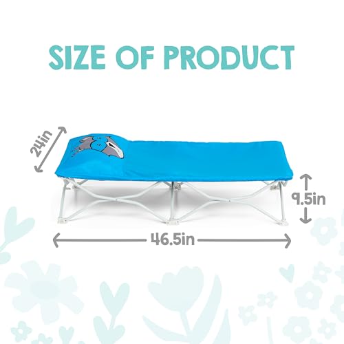 Regalo My Cot Pals Small Single Portable Toddler Bed, Raccoon, Blue, 48x24.5x9 Inch (Pack of 1) - color: Extra Long Blue