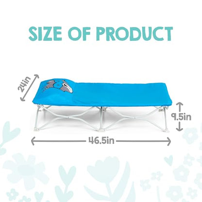 Regalo My Cot Pals Small Single Portable Toddler Bed, Raccoon, Blue, 48x24.5x9 Inch (Pack of 1) - color: Extra Long Blue