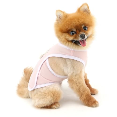 PAIDEFUL Cooling Dog Shirt for Small Dogs Summer Pet UV Sun Protection Vest Lightweight Breathable Doggie Tank Top Soft Stretchy Puppy T-Shirts Solid Cat Apparel Chihuahua Clothes D-Ring,Pink, - color: pink, size: L