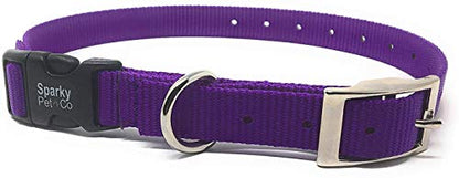 Sparky Pet Co - ECollar Replacement Strap - Easy Release Double Buckle Dog Collar - Rugged Nylon - Adjustable - D Ring - Quick Release Metal Clasp - for Invisible Fence Systems - 1" x 28" - Purple - color: Purple, size: 1" Wide