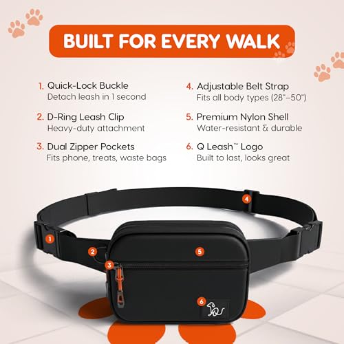 Hands Free Dog Leash with Zipper Storage Pouch - Waist Belt Bungee Running, Walking & Hiking Leash - Padded Handle - Seat Belt Attachment - Reflective No Pull Control for SM-L Dogs 10-120 lbs (Black) - color: Savannah-Axel Black