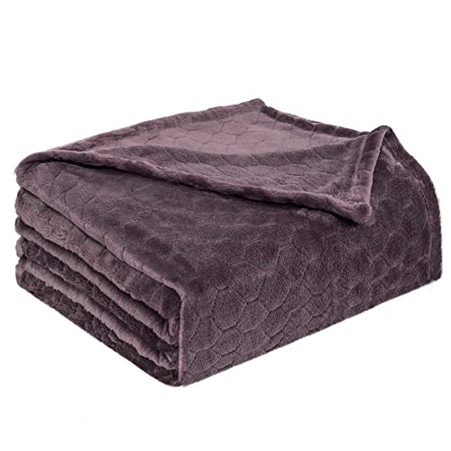 TOONOW Fleece Blanket Super Soft Cozy Throw Blanket 50" x 60", Lightweight Fuzzy Comfy Textured Flannel Blanket Warm Plush Throw Blankets for Couch, Sofa, Bed, Purple - color: Purple, size: Throw-50" x 60"