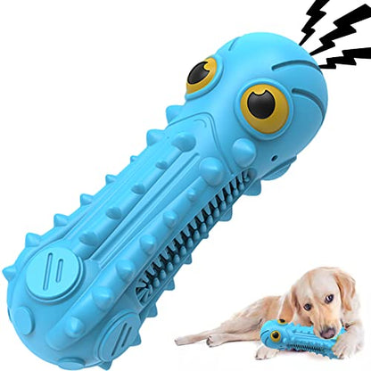 ZIKATON Dog Squeaky Toys for Aggressive Chewers, Durable Chew Toys for Large Medium Breed Dog, Dog Toys, Tough Durable Dogs Toys with Natural Rubber - color: Bule Octopus