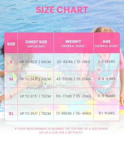 Toddler Swim Vest Neoprene Kids Float Jacket Swimming Aid for Children Girls and Boys 20-30-40-50-60-70-80Lbs with Dual Adjustable Safety Straps - color: Pink, size: M(Age Recommend 3-6 Years)