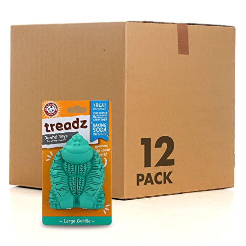 Arm & Hammer for Pets Super Treadz Gorilla Dental Chew Toy for Dogs - Dog Dental Toys Reduce Plaque & Tartar Buildup Without Brushing - Safe for Dogs up to 35 Lbs (Pack of 12) - size: Large (Pack of 12), style: Gorilla