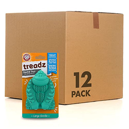 Arm & Hammer for Pets Super Treadz Gorilla Dental Chew Toy for Dogs - Dog Dental Toys Reduce Plaque & Tartar Buildup Without Brushing - Safe for Dogs up to 35 Lbs (Pack of 12) - size: Large (Pack of 12), style: Gorilla