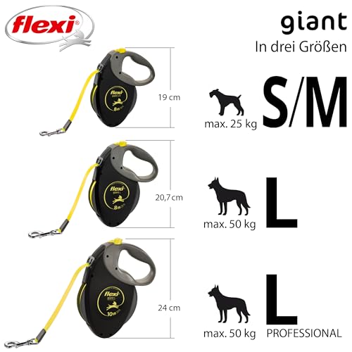 Flexi Giant Professional, Gurt, L: 10 M, Schwarz/Neon - size: X-Large (10 m)