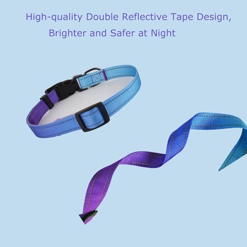 Roses&Poetry Reflective Dog Collar with Gradient Violet, Adjustable Durable Pet Collars for Small Medium Large Dogs (Violet-XS) - color: Golden,Violet,Purple, size: XS