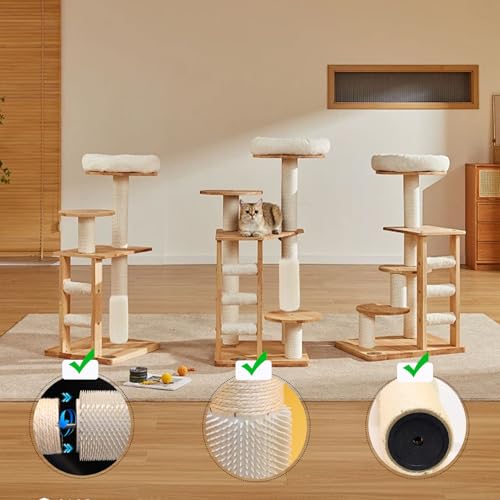 4 Pcs M8 Cat Scratching Post Replacement with Screws, 15.7×3.9-Inch Upgraded Natural Sisal and Soft-Spiked Cat Tree Replacement Parts, for Cat Tower Furniture - color: M8+White02