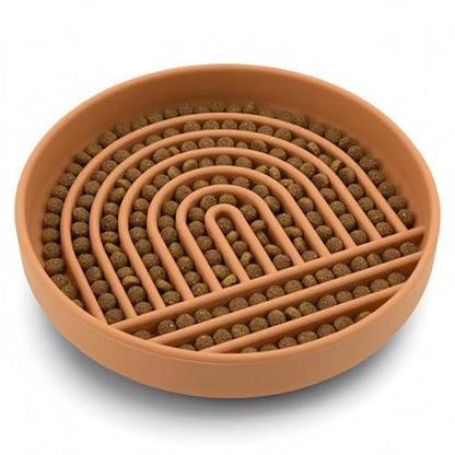 Should We Go? Slow Feeder for Dogs & Cats, The Slowdown Bowl Silicone Slow Eating Mealtime Solution with Modern Lick Mat Design, Reduces Gulping, Fits 1 Cup, 6” Across x 1.25” Tall, Small-Terracotta - color: Terracotta, size: Small (6” Across x 1.25” Tall