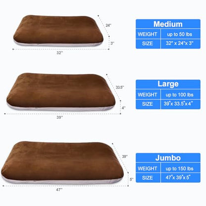 Super Soft Large Dog Bed Pad Mat Orthopedic Pet Beds 30 Inch Washable Anti Slip Dog Sleeping Mattress with Removable Cover, Dark Brown M - color: Dark Brown, size: 32.0"L x 24.0"W x 3.0"Th