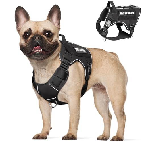 Tactical Dog Harness Medium Sized Dog,No Pull Military Dog Vest with Handle,Reflective Heavy Duty Pet Harness for Walking Hiking Training Black M - color: Black, size: Medium