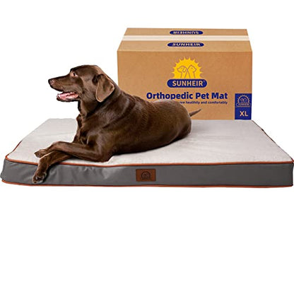 Sunheir Extra Large Dog Bed - Orthopedic Bed with Removable Waterproof Cover, Machine Washable, Egg Crate Foam, XL(41"X27"X3"), Light Grey - color: Light Grey, size: 41.0"L x 27.0"W x 3.0"Th