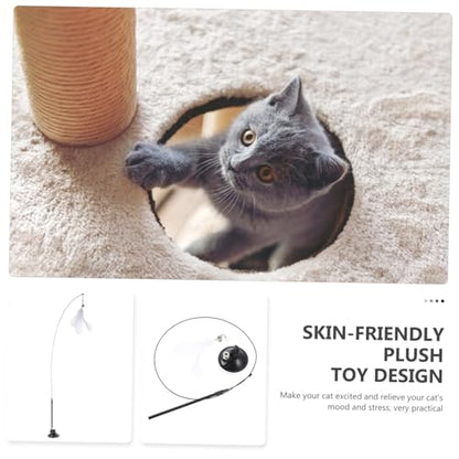 Interactive Cat Teaser Wand with Bell and Plume Head Cat with Suction Cup Base Promotes Exercise and Stress Relief Enhances Bonding and Healthy Playtime