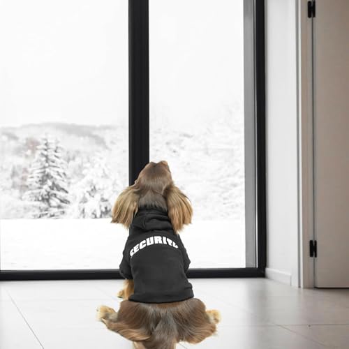 BINGPET Security Dog Hoodies Dachshund Sweater Cold Weather Dog Coats Soft Brushed Fleece Pet Clothes Hooded Sweatshirt for Dog Cat - color: #1 Black(Security), size: Large (Dachshund Recommend)