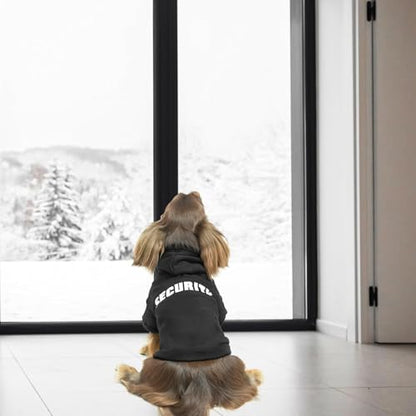 BINGPET Security Dog Hoodies Dachshund Sweater Cold Weather Dog Coats Soft Brushed Fleece Pet Clothes Hooded Sweatshirt for Dog Cat - color: #1 Black(Security), size: Large (Dachshund Recommend)