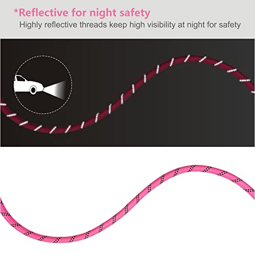 Dog Leash Heavy Duty 6ft, Double Handle Dog Leash with Padded Handle for Traffic Control, Reflective Rope Leashes for Large and Medium Dogs Night Control Safety Training (Pink) - color: Pink (25 to 120 lbs)
