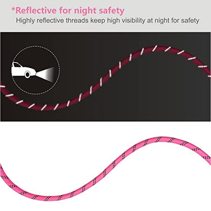 Dog Leash Heavy Duty 6ft, Double Handle Dog Leash with Padded Handle for Traffic Control, Reflective Rope Leashes for Large and Medium Dogs Night Control Safety Training (Pink) - color: Pink (25 to 120 lbs)