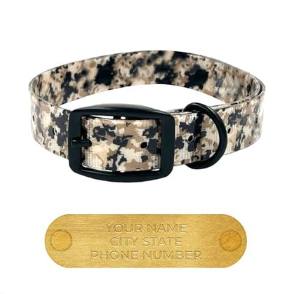 Regal Dog Products Small Camo Hunting Dog Collar with Custom Engraved Name Plate and Black Hardware | Waterproof Personalized Dog Collars for Small Dog & Puppy | Other Sizes for Medium & Large Dogs - size: Small, style: Digital Camouflage