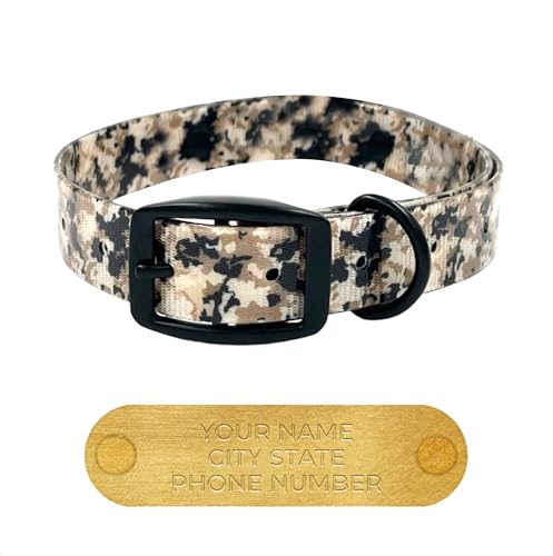 Regal Dog Products Small Camo Hunting Dog Collar with Custom Engraved Name Plate and Black Hardware | Waterproof Personalized Dog Collars for Small Dog & Puppy | Other Sizes for Medium & Large Dogs - size: Small, style: Digital Camouflage