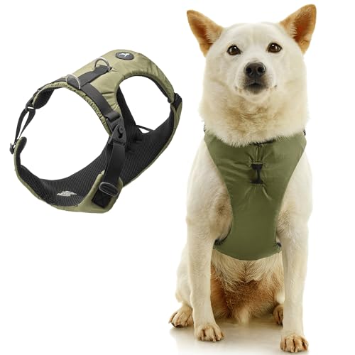 Gooby Trailblazer Harness - Olive Branch, X-Small - Shock Absorbing Dog Harness with No Pull Front and Dual Back Clips for Small Dog and Medium Dog - color: Olive Branch, size: X-Small (11.75-14.25")