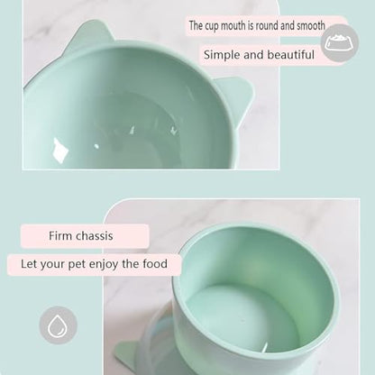 Tilted Raised Posture for Cat Food Bowl Neck for Protection Anti Vomiting 45 Degree Elevated Slanted Stand Bowls for Cat Tilted Bowl Diameter Approx.13.7cm/5.39in (Baby Blue)