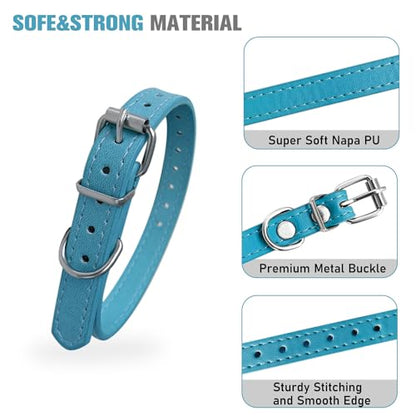 Pet Collars - Leather Small Dog Collars - 12 Color Adjustable ID Collar Identification Leather for Puppy Medium Large Breed Dogs - Neck 14~18 Inches - size: L(Neck:14''~18'')