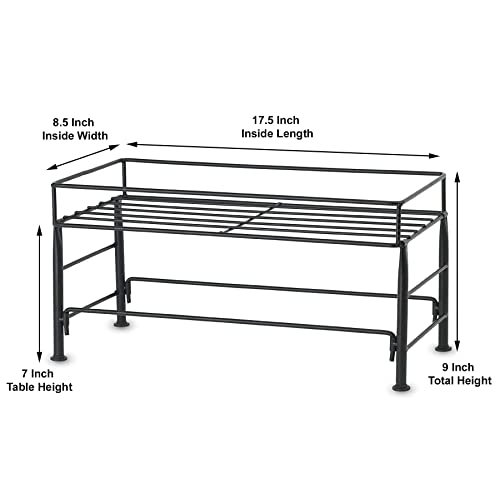 PetRageous 81031 Tobys Set The Table Steel Frame Dog Feeder, 7-Inch Tall by 18-Inch Long and 8.5-Inch Wide, Holds Two 8-Inch Diameter Bowls, for Medium Dogs And Cats, Black - size: 7-Inch Height