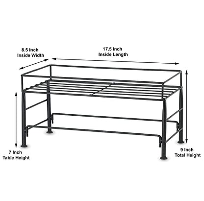 PetRageous 81031 Tobys Set The Table Steel Frame Dog Feeder, 7-Inch Tall by 18-Inch Long and 8.5-Inch Wide, Holds Two 8-Inch Diameter Bowls, for Medium Dogs And Cats, Black - size: 7-Inch Height