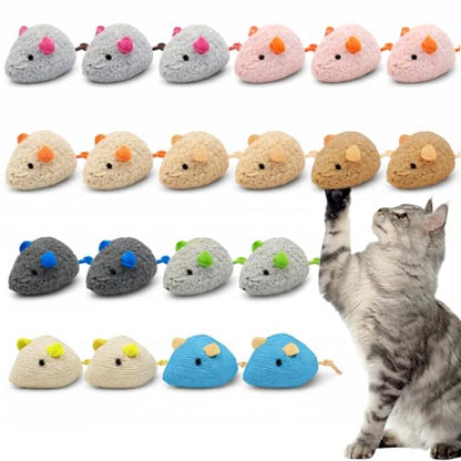 20PCS Cat Catnip Mice Toys, Mouse Toys for Cats, Interactive, Encourages Agility, Coordination, for Indoor Cats and Kittens, Cat Chew Toy for Exercise for Pet Cat Kitten Kitty