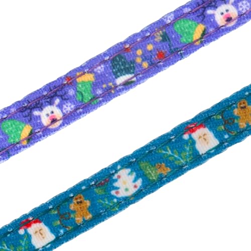 Christmas Cat Collar, Cotton 2 Pack Cat Collar with Bells, Breakaway Collars for Girl Boy Kittens, Santa - color: Santa