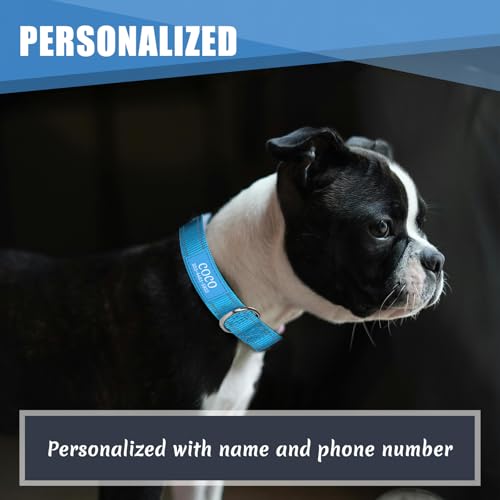 Personalized Dog Collars, Reflective Nylon Custom with Pet Name and Phone Number,Adjustable 5 Sizes and 3 Fonts Soft Neoprene Padded Dog Collar for Boy Girl Puppies Dogs,Rose Red - color: Rose Red