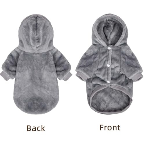 FabriCastle Dog Hoodie Sweater for Small Dogs Boy and Girl, Dog Clothes XS XXS Puppy Sweatshirt, Pet Outfit, Cat Clothing Super Soft Warm Snap On Closure (Light Grey, XX-Small) - color: Light grey, size: XX-Small