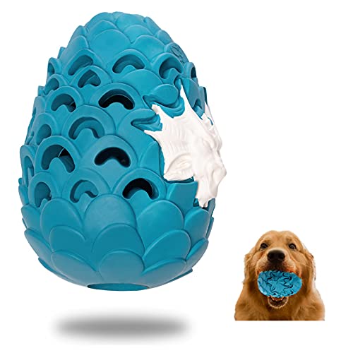 Aggressive Chewer Dog Toys: Indestructible Dragon Egg Treat Dispensing Toy - color: Blue white