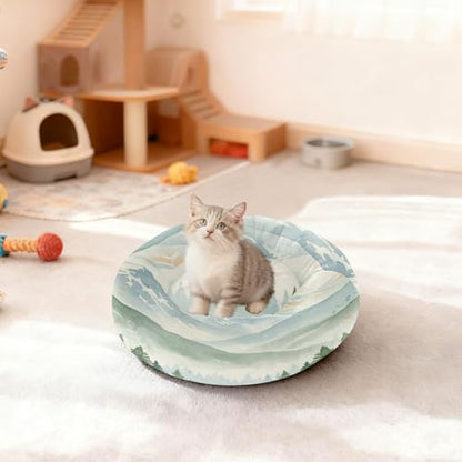 Round Cat Bed Dog Bed,13in Forest Washable Non-Slip Bottom Soft Pet Bed for Small Medium Dogs and Cats - size: 13in