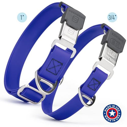 Biothane Waterproof Durable Dog Collar with Herm Sprenger - Quick Release ClicLock Buckle - Fits Medium and Large Dogs - Made in USA (Blueberry Royal, W 1" x L 15"-25") - color: Blueberry Royal, size: W 1" x L 15"-25"