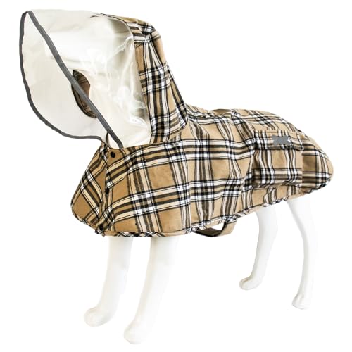 Dog Waterproof Raincoat with Poncho Hoodie, High Reflective Adjustable Yellow Pet Rain Jacket with Leash Hole for Small Medium and Large Dogs (Khaki, X-Small) - color: Khaki, size: X-Small: 4-9lbs