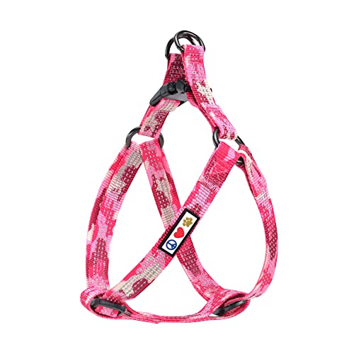 Pawtitas Reflective Step-in Dog Harness – Adjustable No-Pull Vest for Puppies to Seniors, Safe & Comfortable, XS Camo Pink - color: Camo Pink, size: X-Small (Pack of 1)
