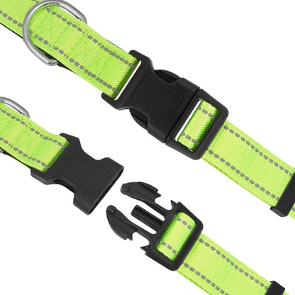 Dog Collars Adjustable for Medium Dogs,Heavy Duty Waterproof Dog Collar with Quick Release Buckle,Girl Boy Female Male Reflective Nylon Dog Collar with Soft Neoprene Padded,M,Green - color: Green, size: Medium