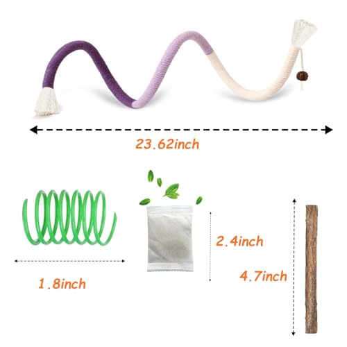Cat Toys Chew Ropes, Silvervine Sticks Catnip Rope Toys with Refillable Natural Catnip for Cats Dental Care, Safe Teeth Cleaning Toy for Indoor Cat Kitty Kicker Toy Interactive Catnip Kitty Toys - color: 10PCS